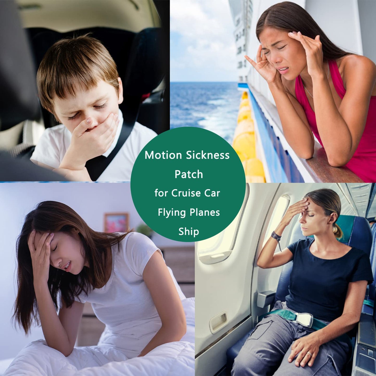 Natural plant extract motion sickness patch placement on the belly button