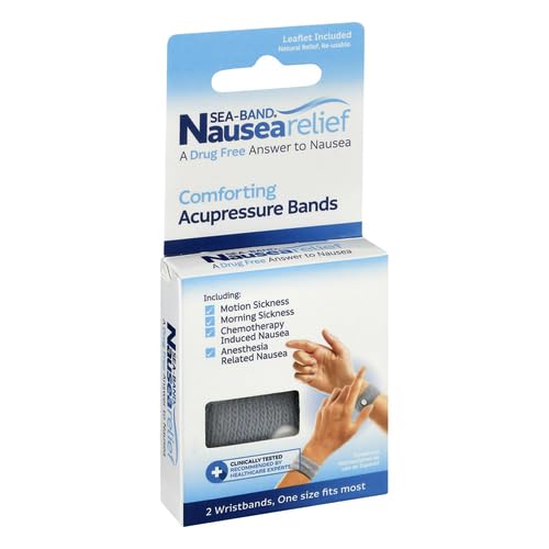 Sea-Band motion sickness wrist band set showcasing the inner plastic pressure stud.