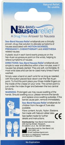 Adult gray Sea-Band morning sickness relief bracelets displayed together as a pair.