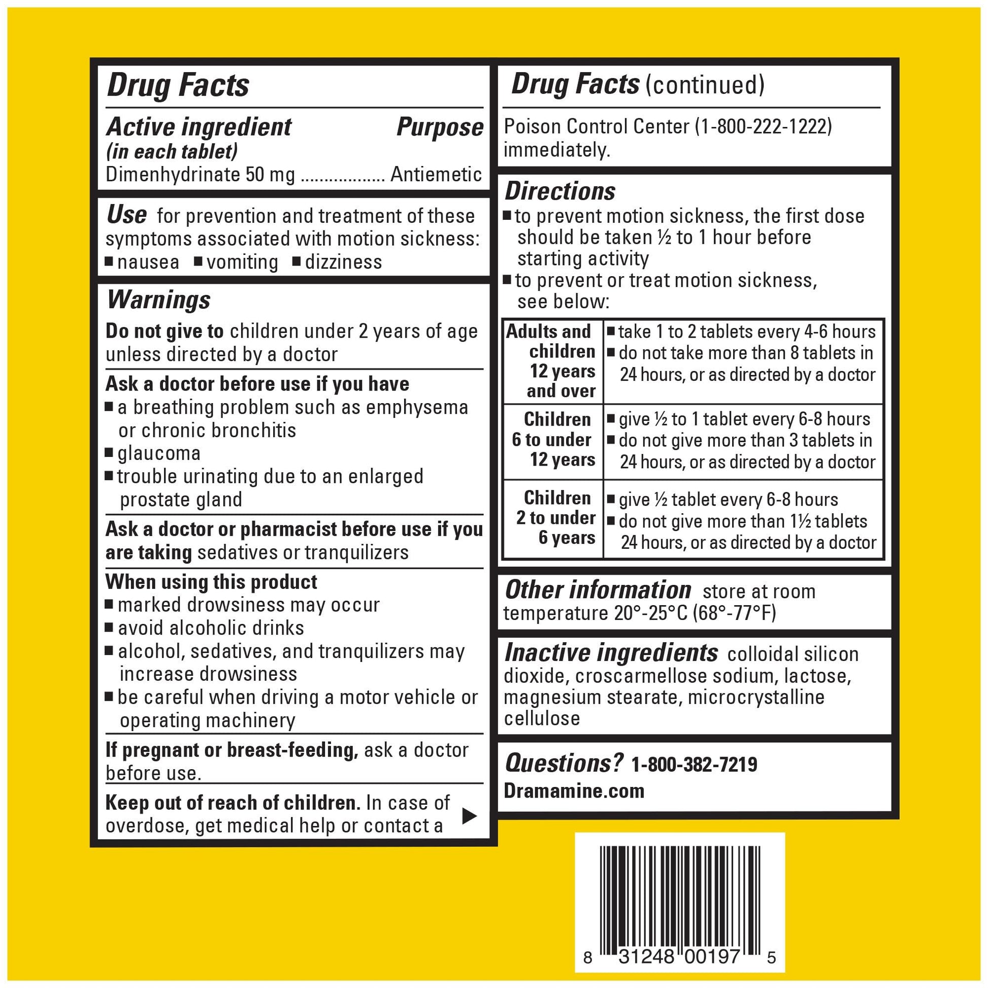 Dramamine motion sickness relief remedy imported to India for cruise and flight safety kits