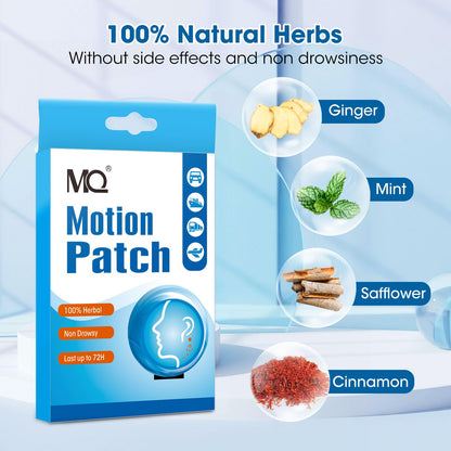MQ natural herb motion sickness treatment box with seventy two hour long lasting label