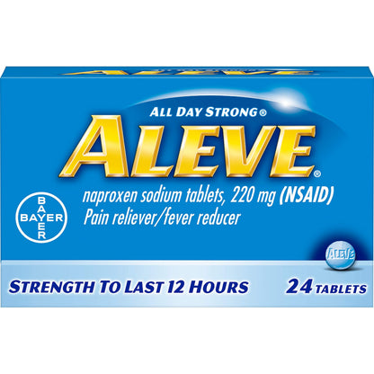 Aleve 24 count pack of 2 long lasting fever reducer tablets