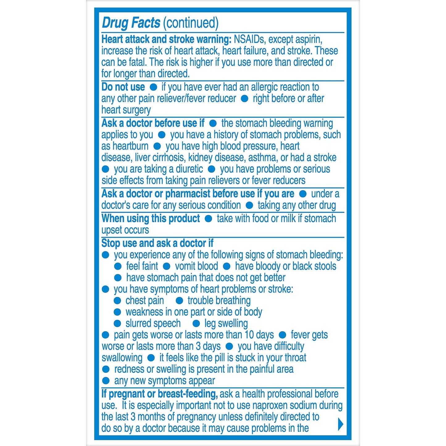 Aleve naproxen sodium 220 mg twin pack bottle side panels