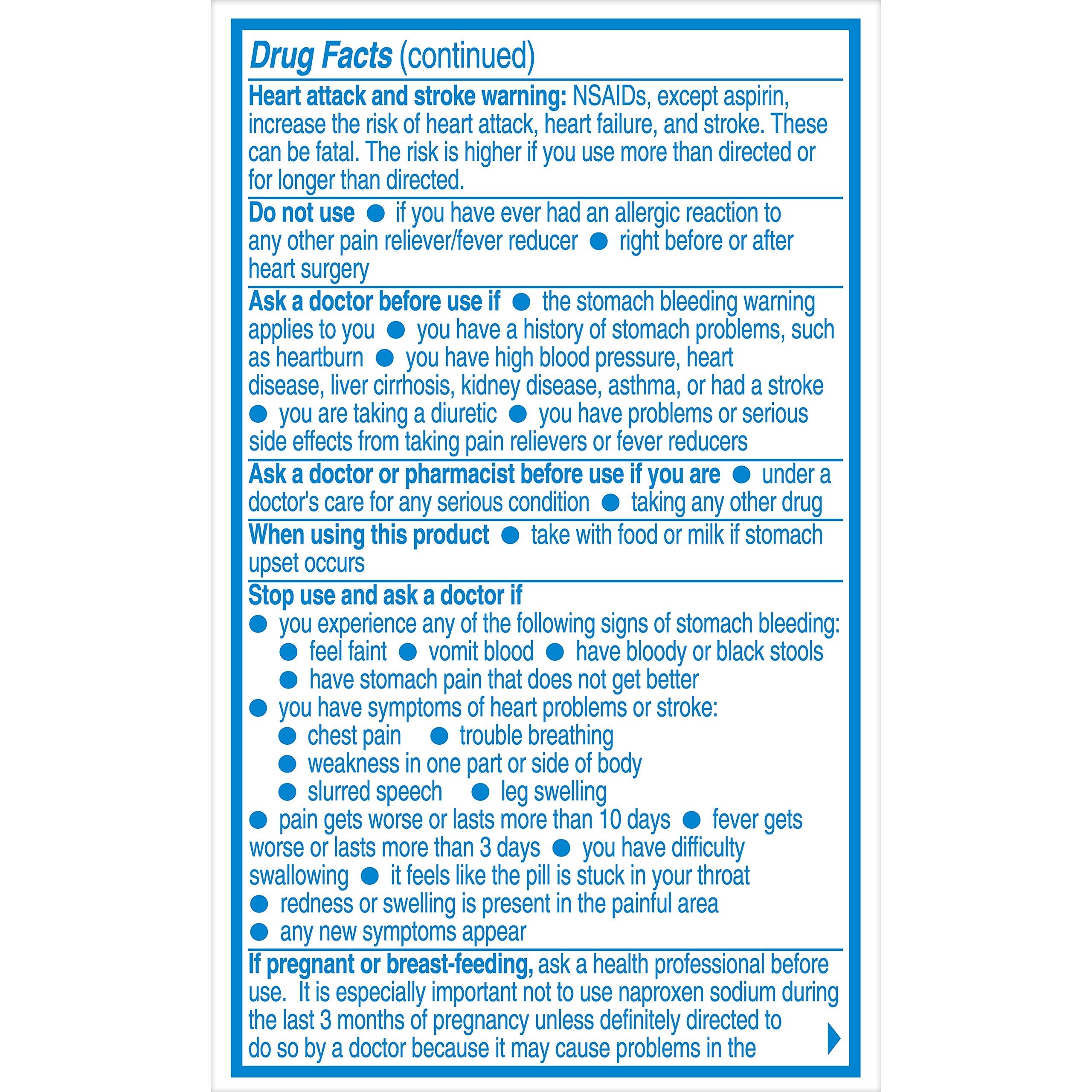 Aleve naproxen sodium 220 mg twin pack bottle side panels