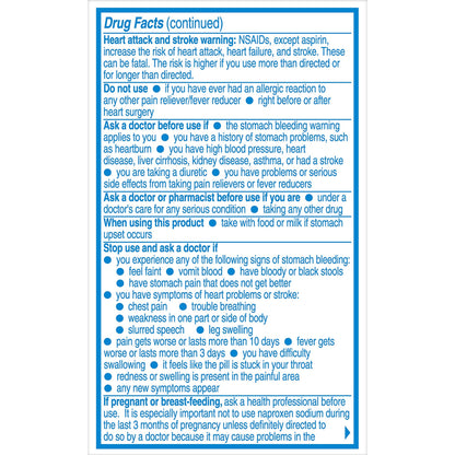 Aleve naproxen sodium 220 mg twin pack bottle side panels