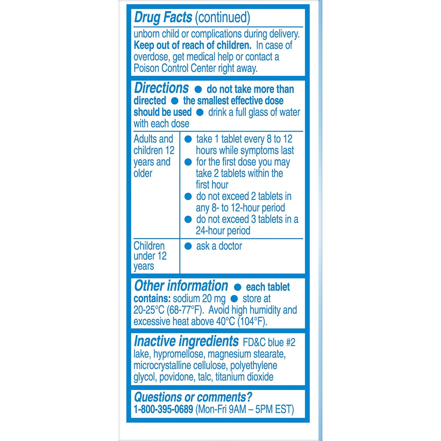Aleve minor muscle ache and headache relief oval caplets package back
