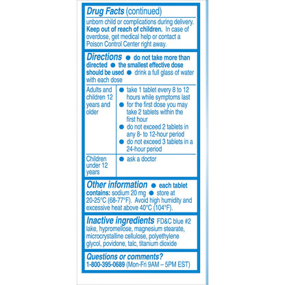 Aleve minor muscle ache and headache relief oval caplets package back