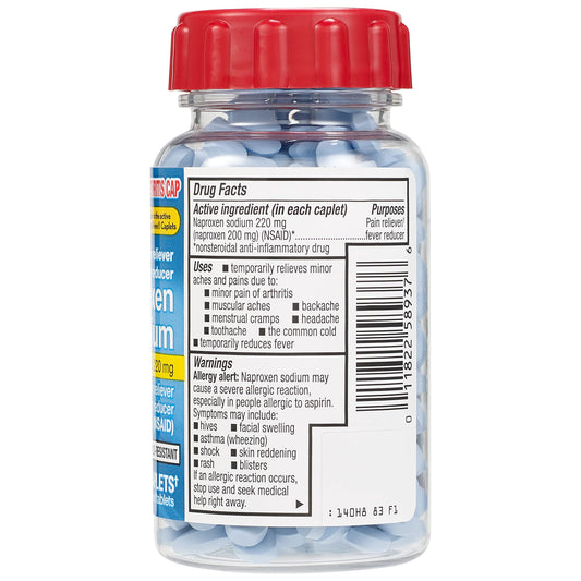 Rite Aid NSAID pain reliever packaging showing the easy open arthritis cap details