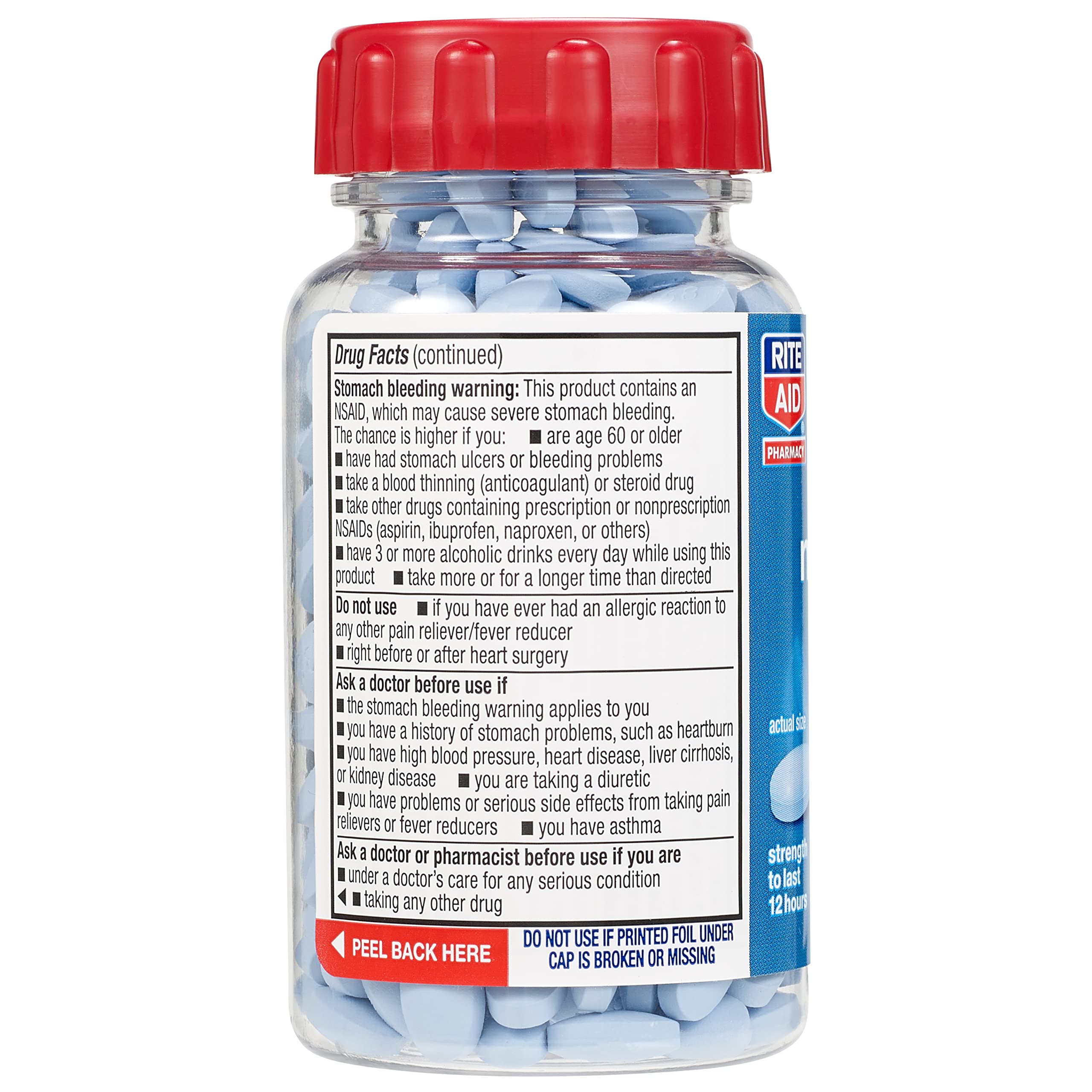 Imported USA Rite Aid fever reducer and pain relief tablets 270 count bottle specifications