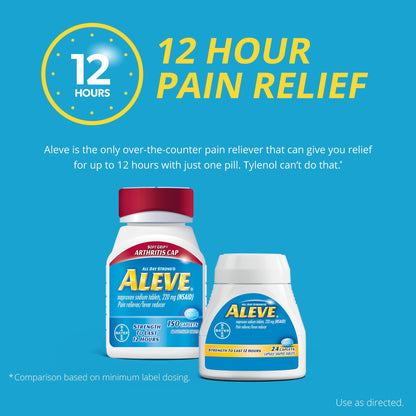 Aleve over the counter pain reliever caplets drug facts and dosage instructions view
