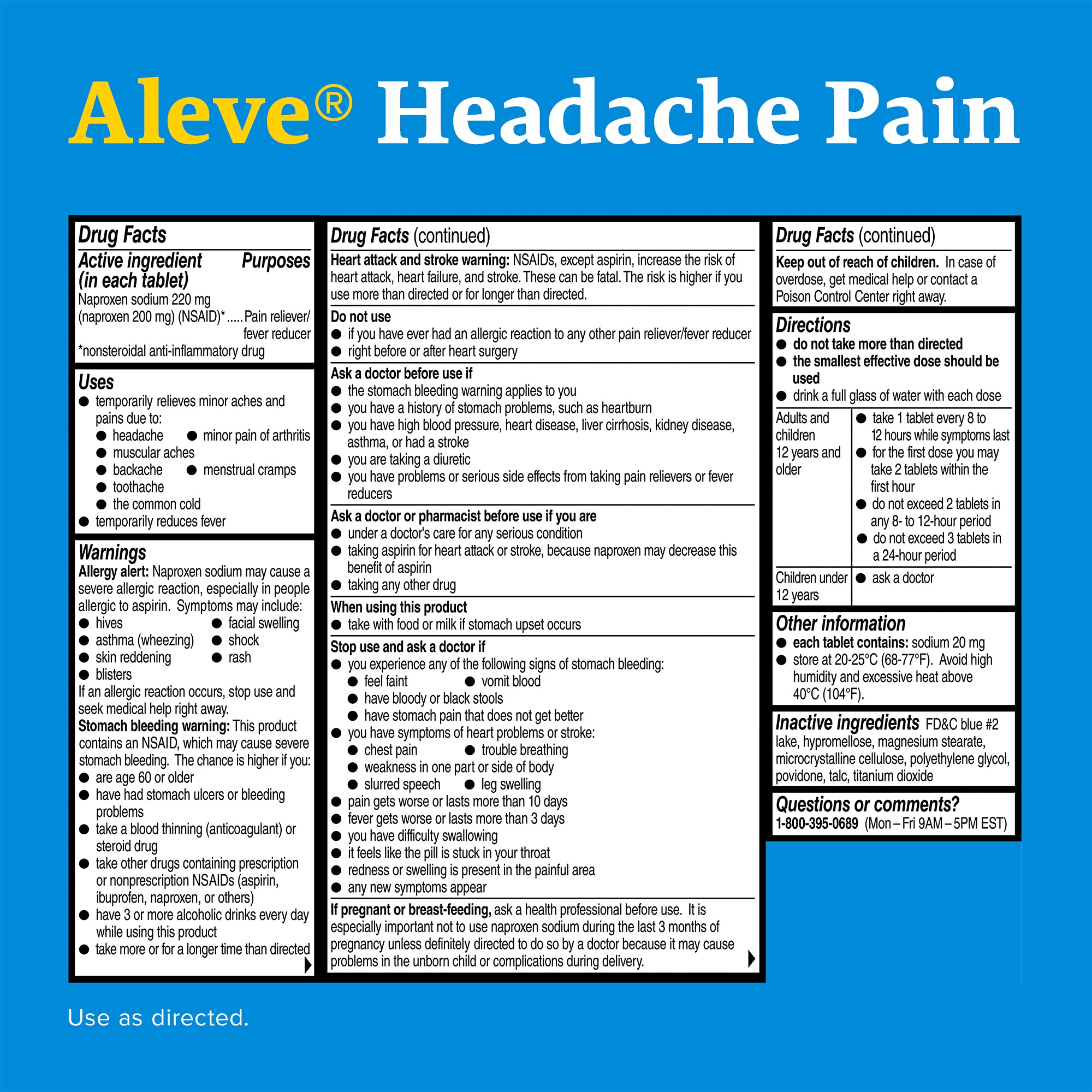 Aleve naproxen sodium 220 mg 270 tablets bundle for long lasting pain relief