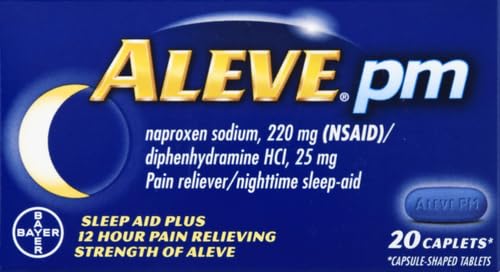 Aleve PM Caplets bottle with active ingredients label