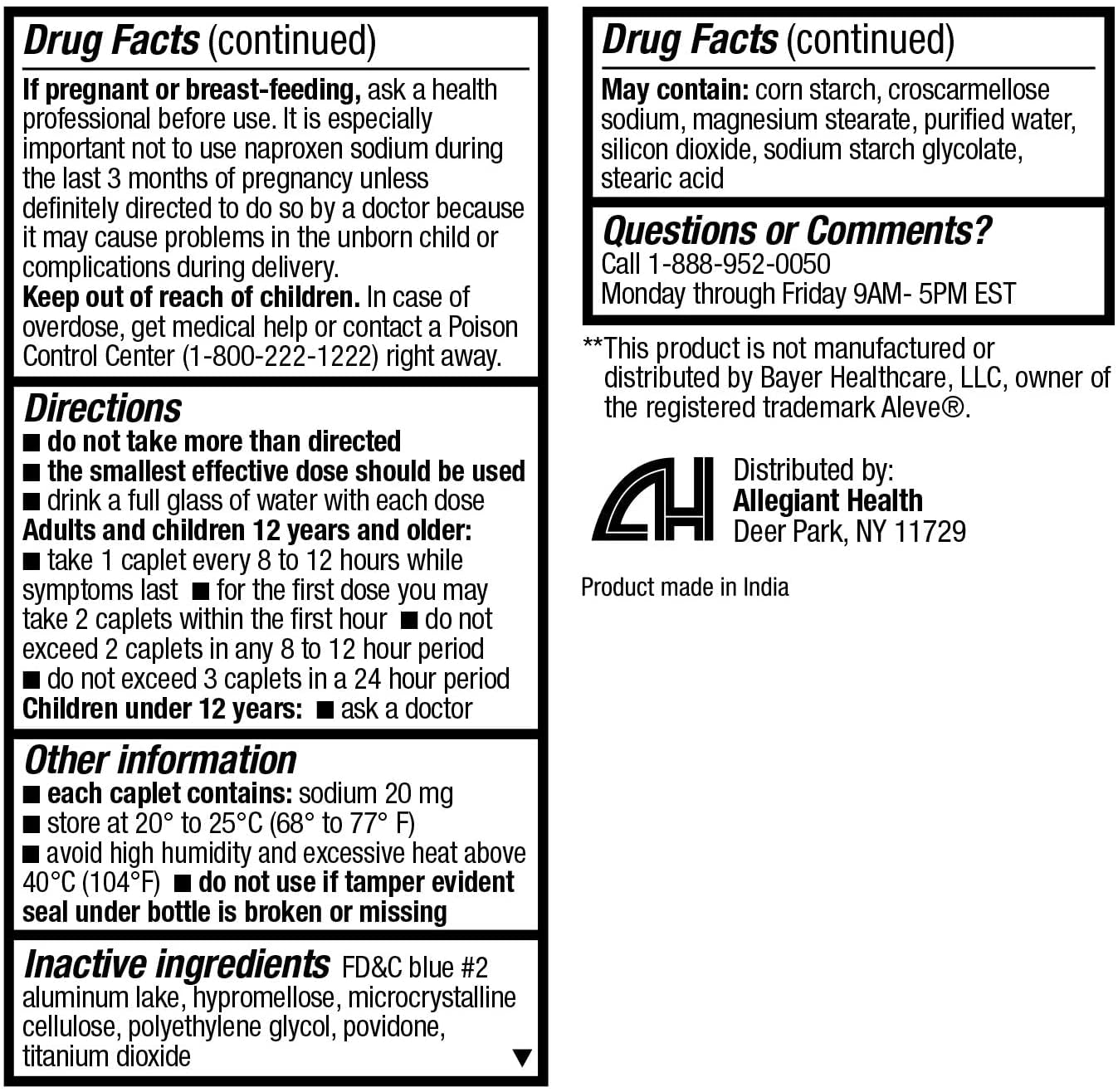HealthA2Z Naproxen Sodium 220mg nonsteroidal anti inflammatory drug pills for muscle ache relief.
