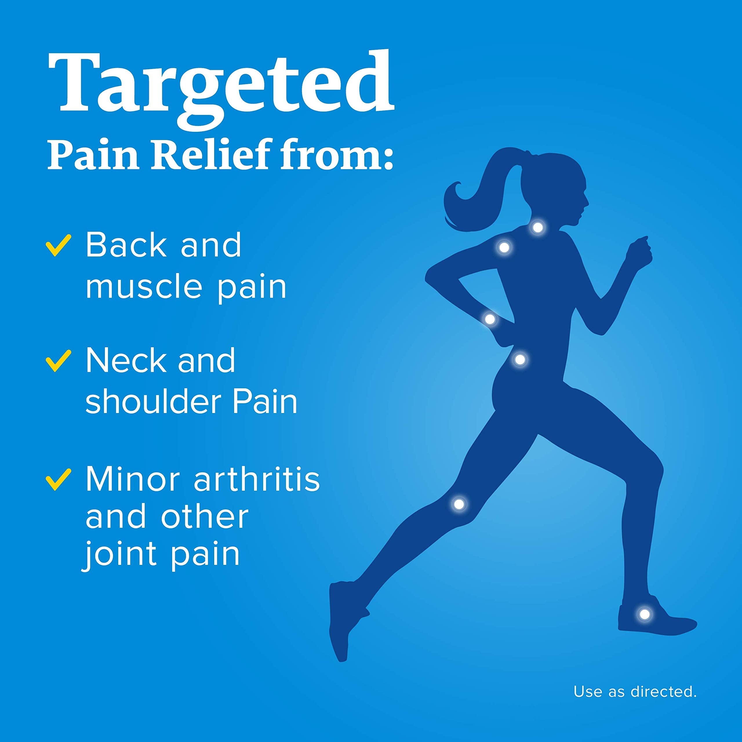 Aleve muscle pain relief triple pack showing drug facts active ingredients and warning labels clearly