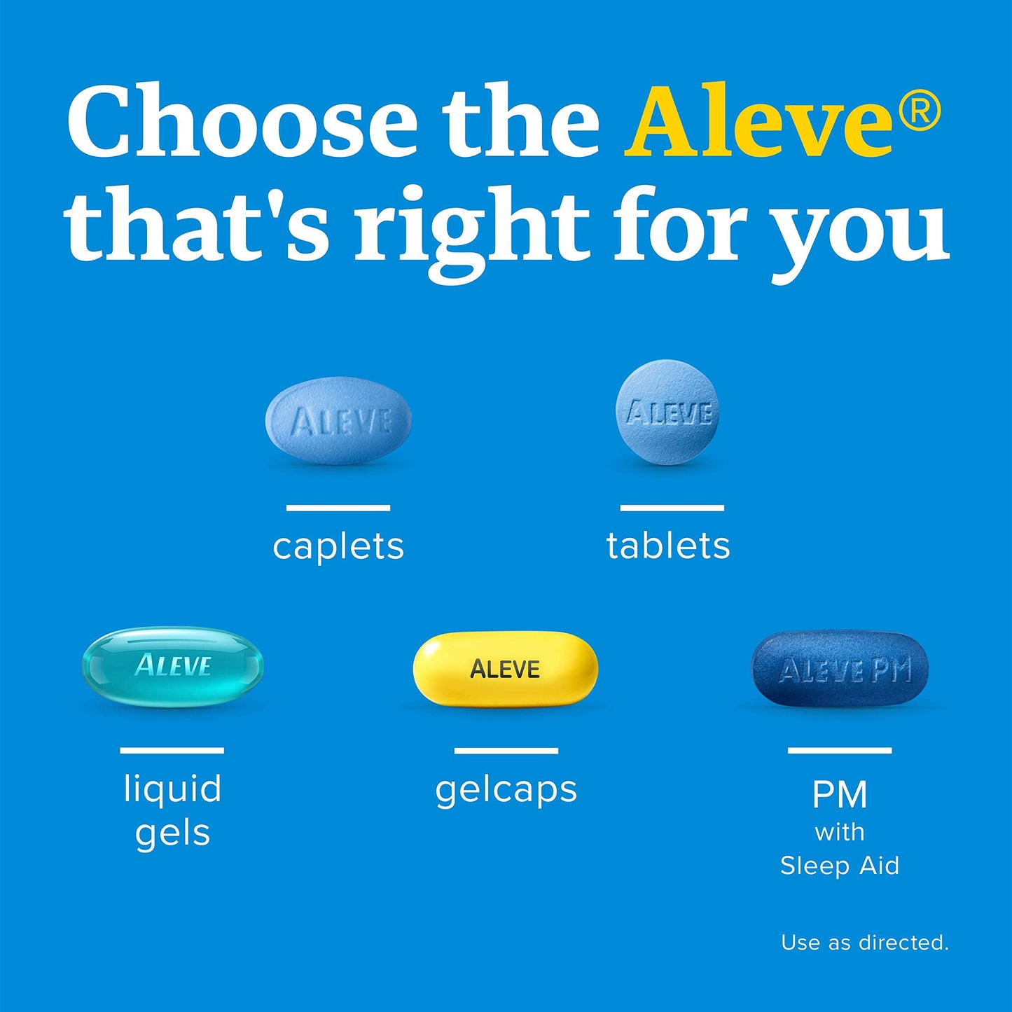 Aleve anti inflammatory nonsteroidal pain relief tablets showing secure cap and bottle dimensions