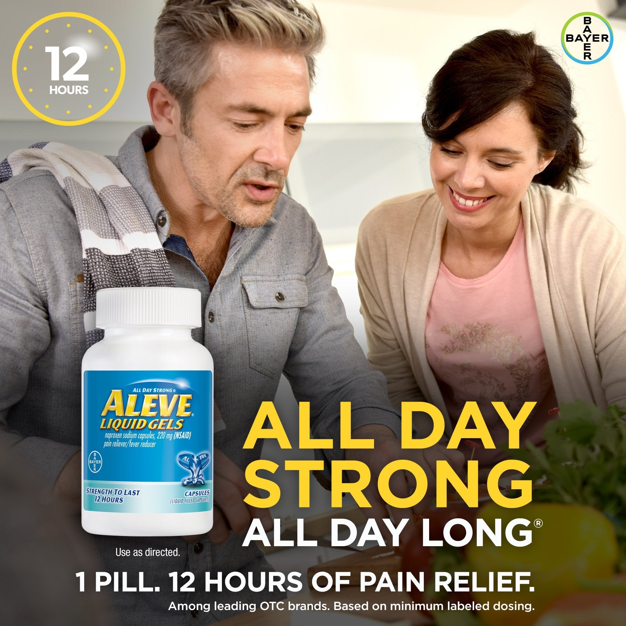 Aleve naproxen sodium 220mg liquid capsules capsule close up details