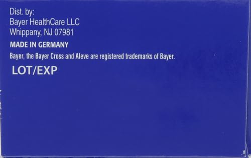 Aleve PM oval caplets dosage and bedtime instructions displayed on product label