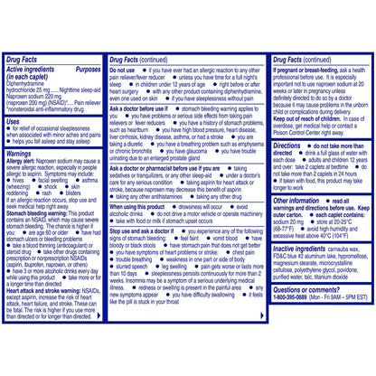 Aleve nonsteroidal anti inflammatory drug and diphenhydramine hydrochloride sleep support box
