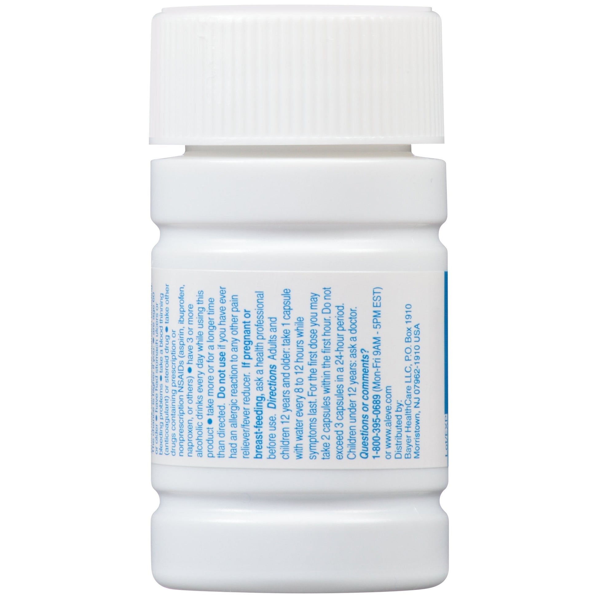 Aleve nonsteroidal anti inflammatory liquid gels bottle for muscular ache relief