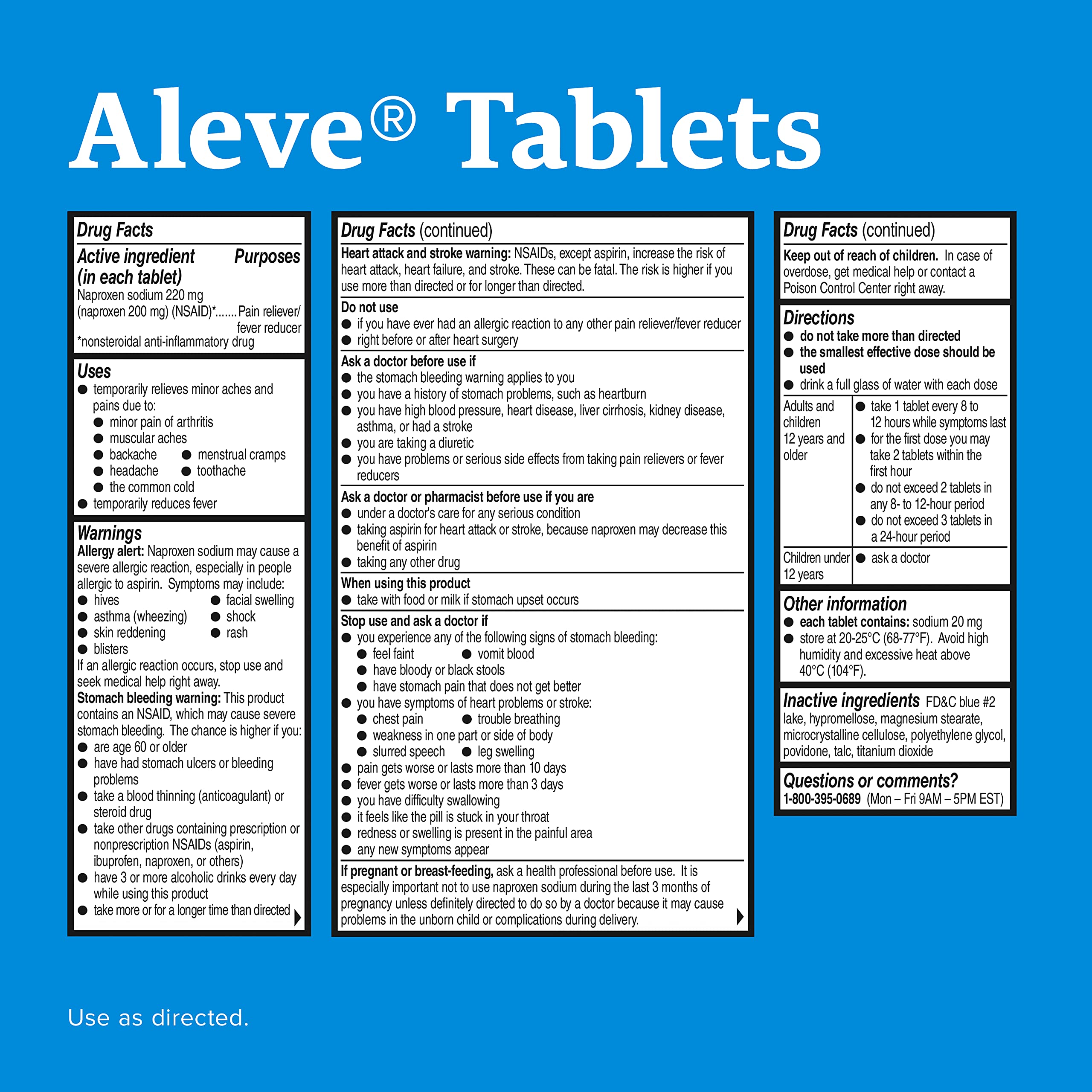 Bayer Aleve 220 milligram tablets packaging highlighting the easy open arthritis cap for joint comfort