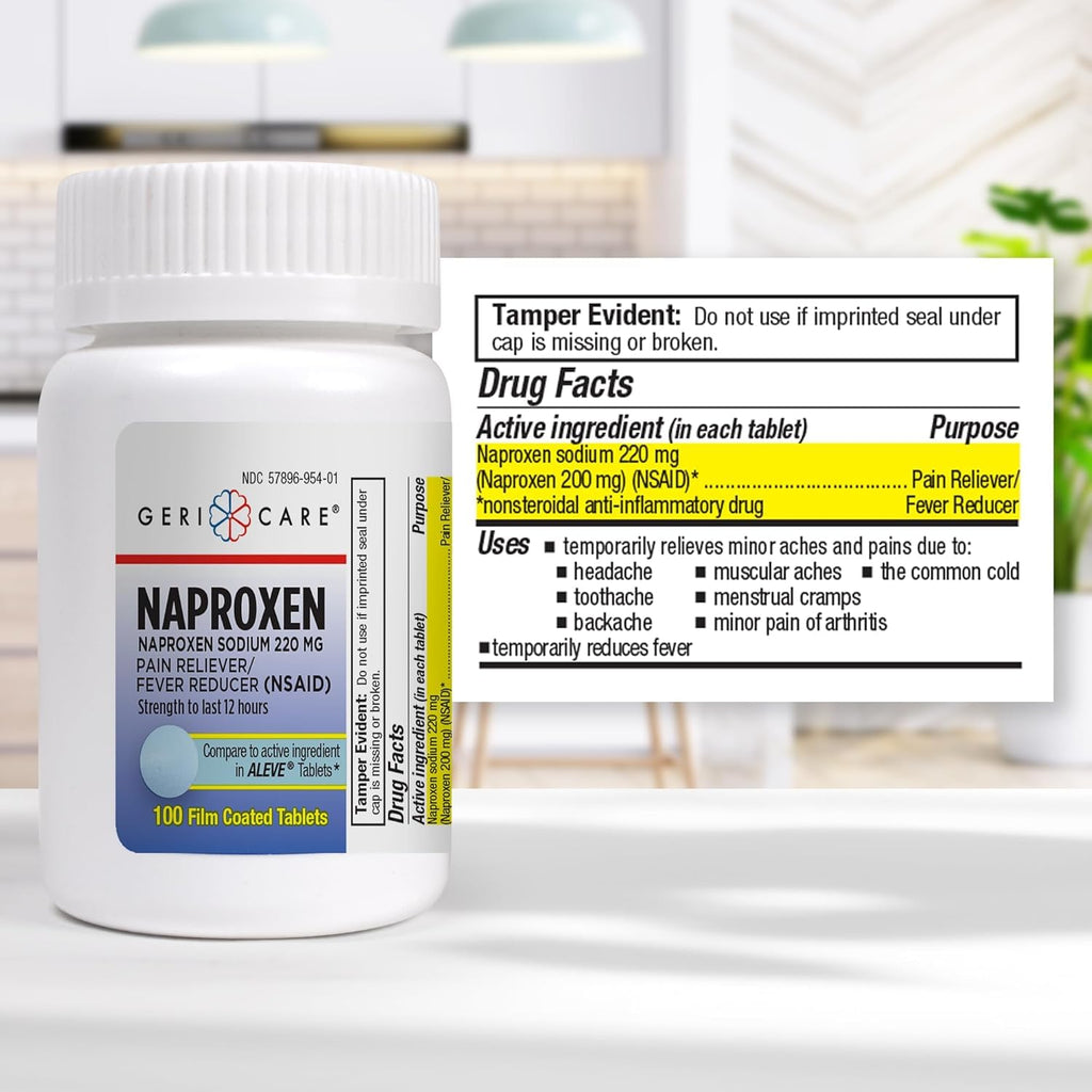 Back label of GeriCare NSAID extra strength pain reliever with active ingredient info
