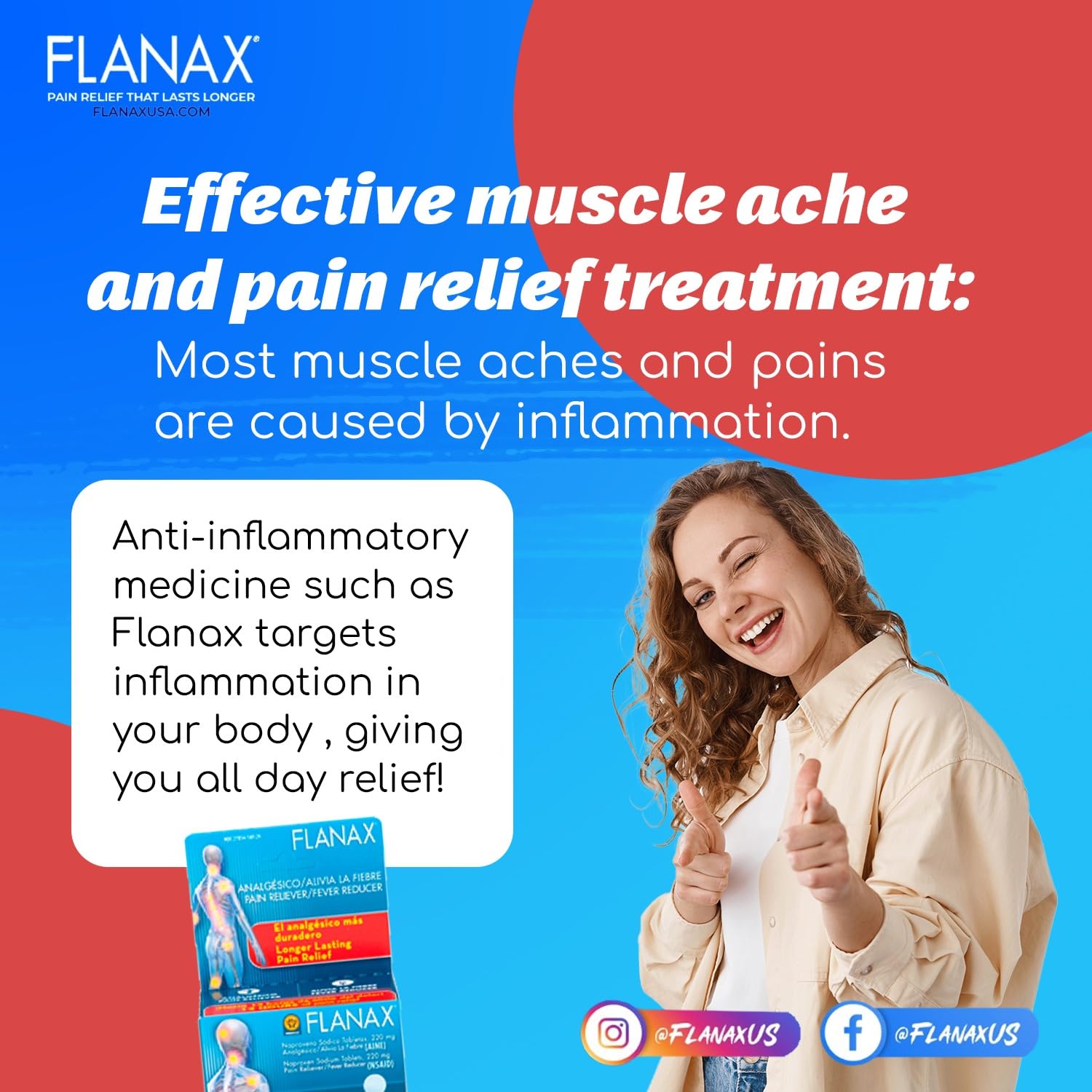Flanax 220mg fever reducer and anti inflammatory medication drug facts panel.