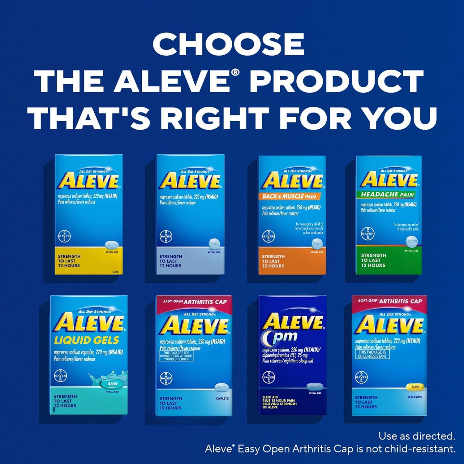 Aleve PM nighttime pain relief caplets for occasional sleeplessness pack of 2 bottles