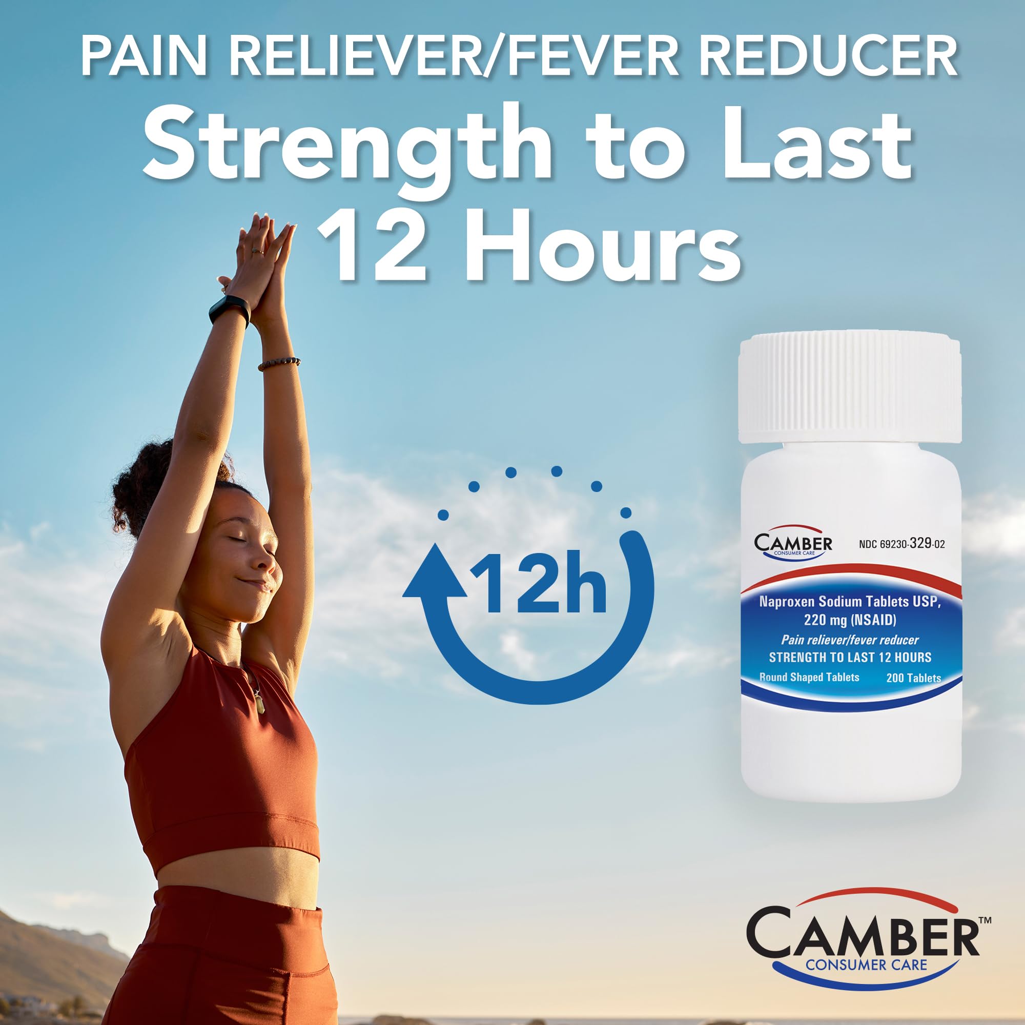 Camber naproxen sodium 220 mg showing clear expiry dates and international barcode information