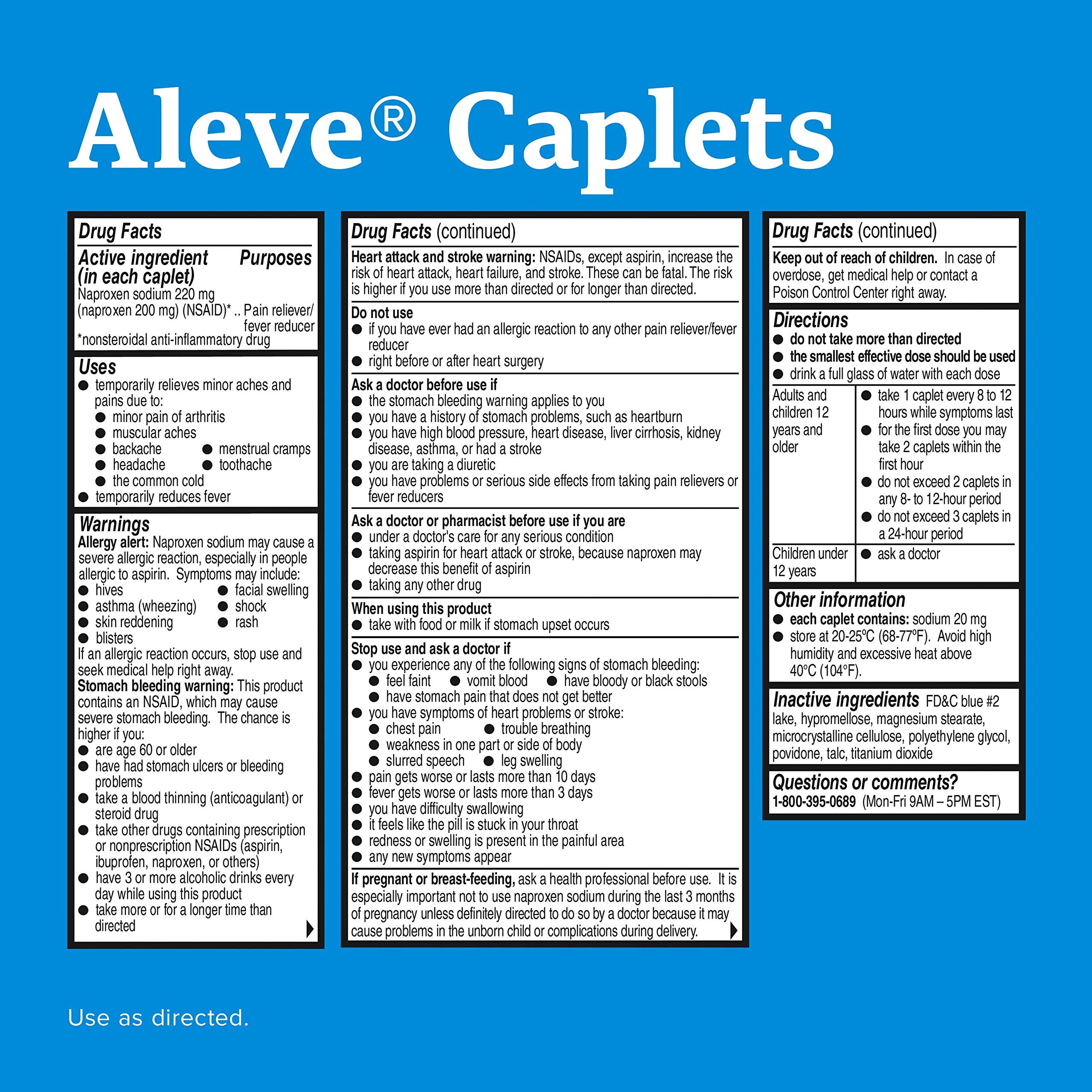 Aleve orthopedic surgeon recommended arthritis and muscle pain relief caplets bottle