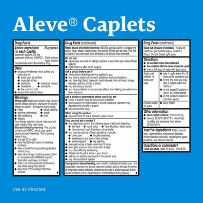 Aleve orthopedic surgeon recommended arthritis and muscle pain relief caplets bottle