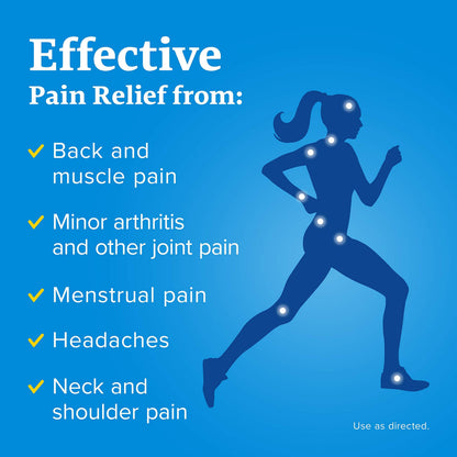 Aleve easy to swallow blue caplets for long lasting body ache relief