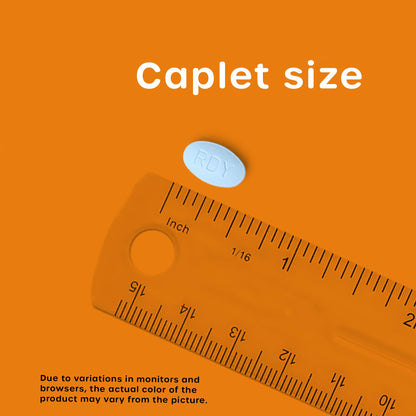 HealthCareAisle Naproxen Sodium two hundred and twenty mg caplets demonstrating product size and blue tablet color