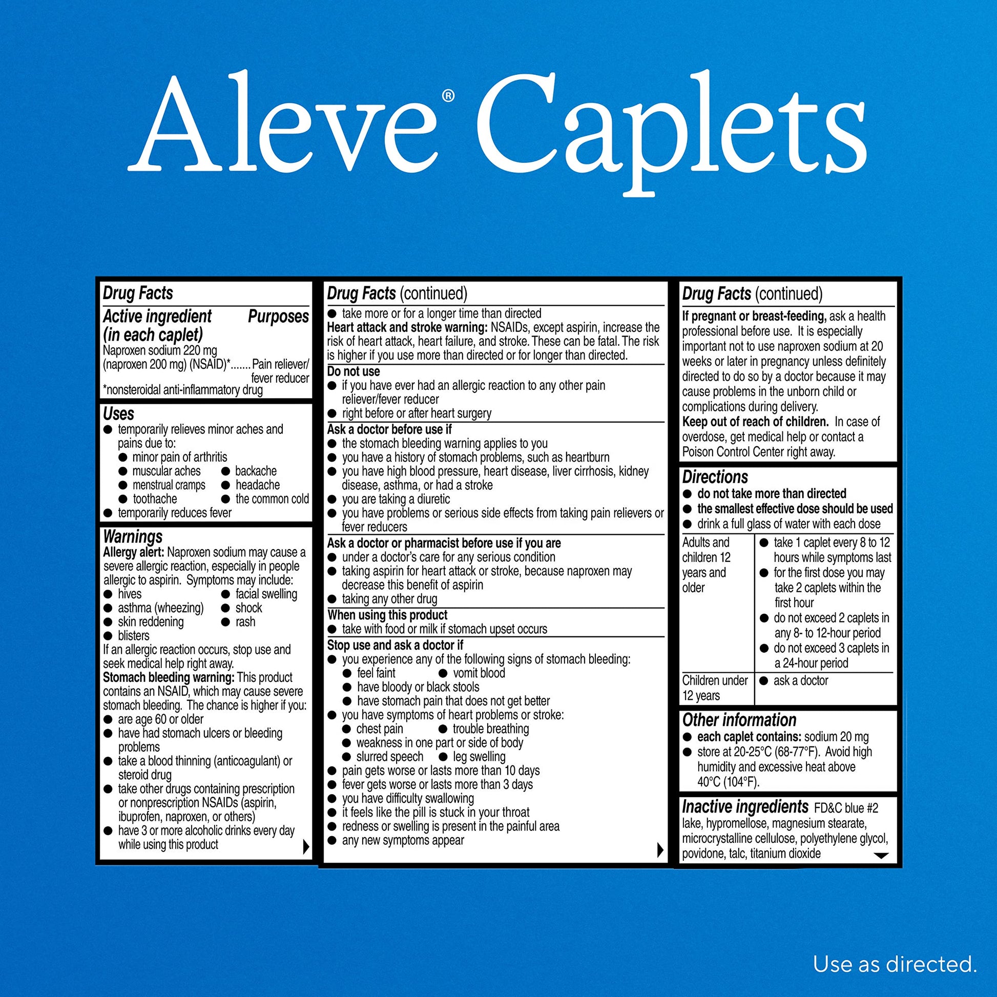 Authentic USA imported Aleve body pain relief bottle showing the value count.