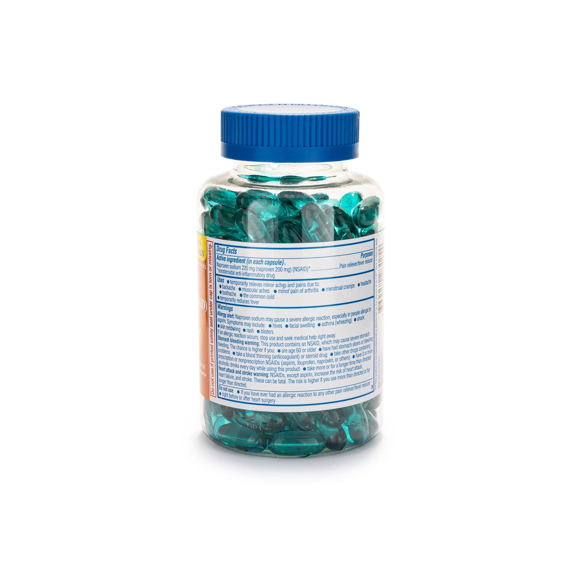 Back label of A+Health NSAID pain reliever detailing adult usage directions