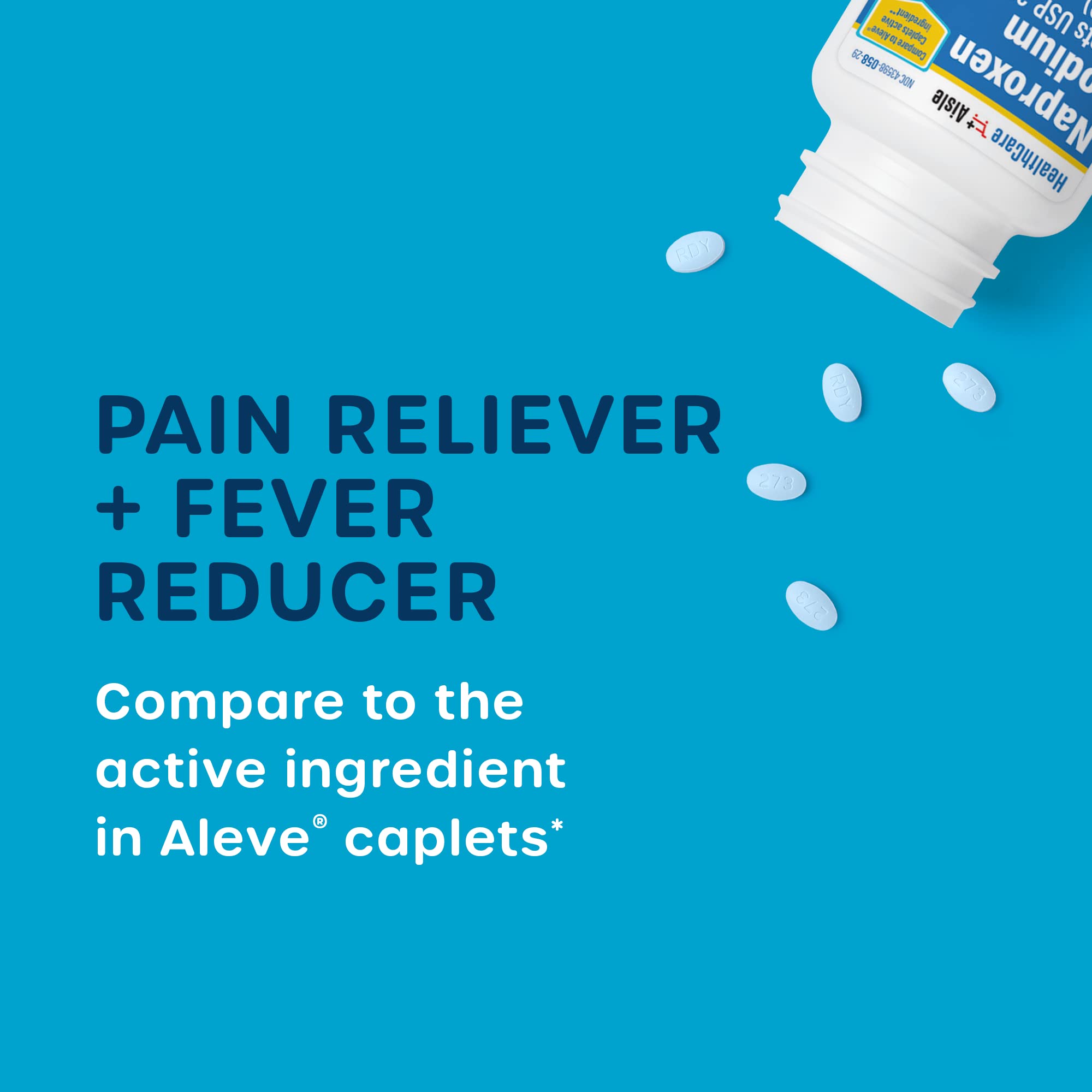 HealthCareAisle Naproxen Sodium 220 mg over the counter pain reliever label details