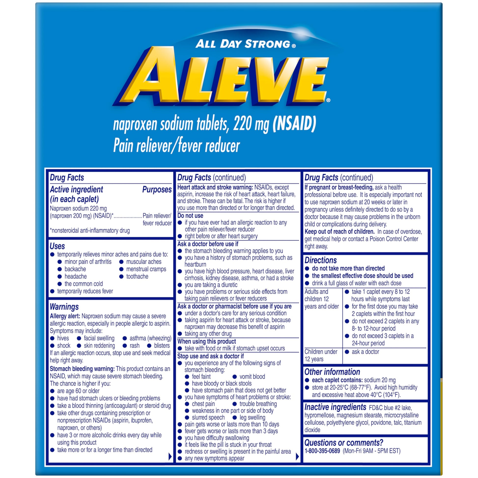 Aleve authentic USA wellness product showcasing the individual sachet layout