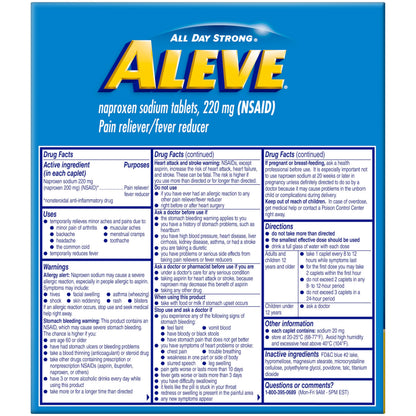 Aleve authentic USA wellness product showcasing the individual sachet layout