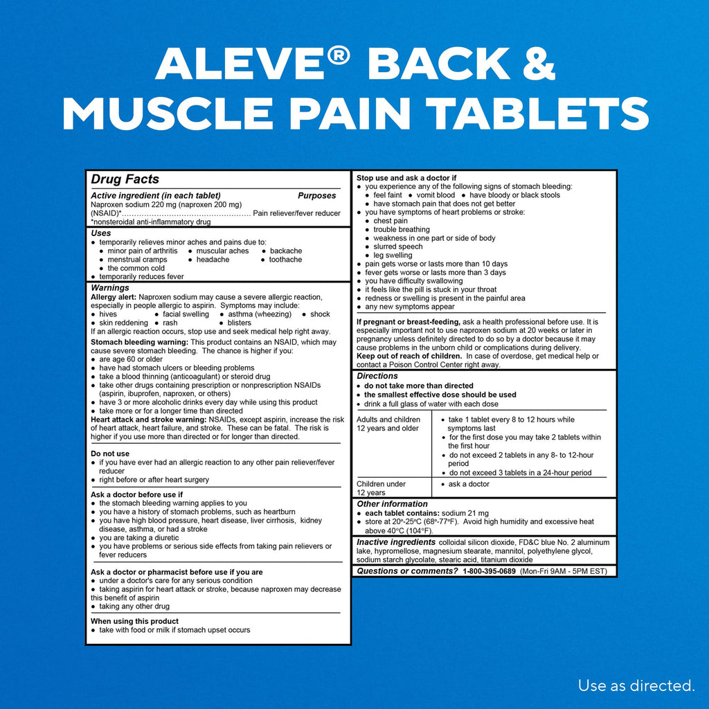 Aleve premium American imported pain relief medicine bottle for adults