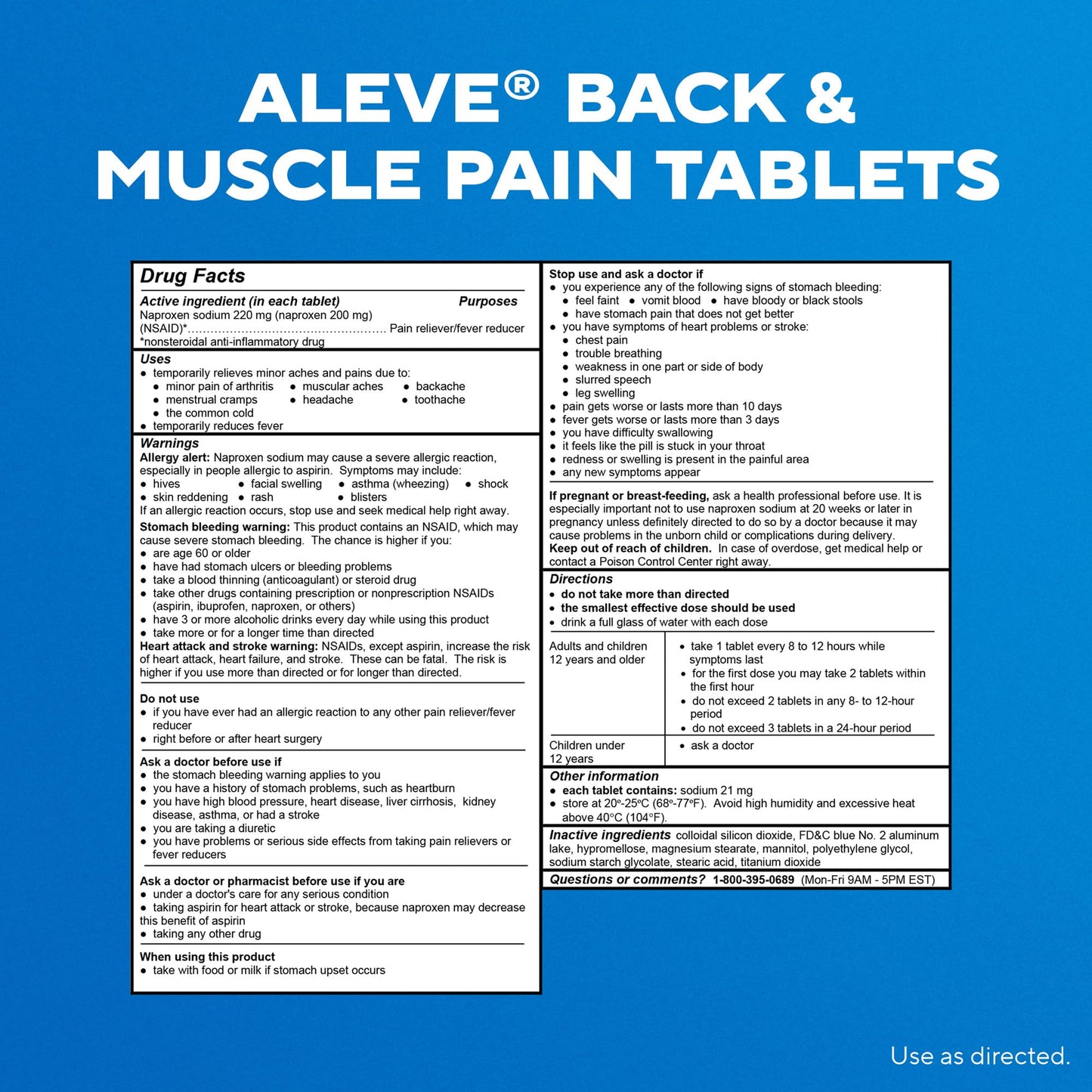 Aleve premium American imported pain relief medicine bottle for adults
