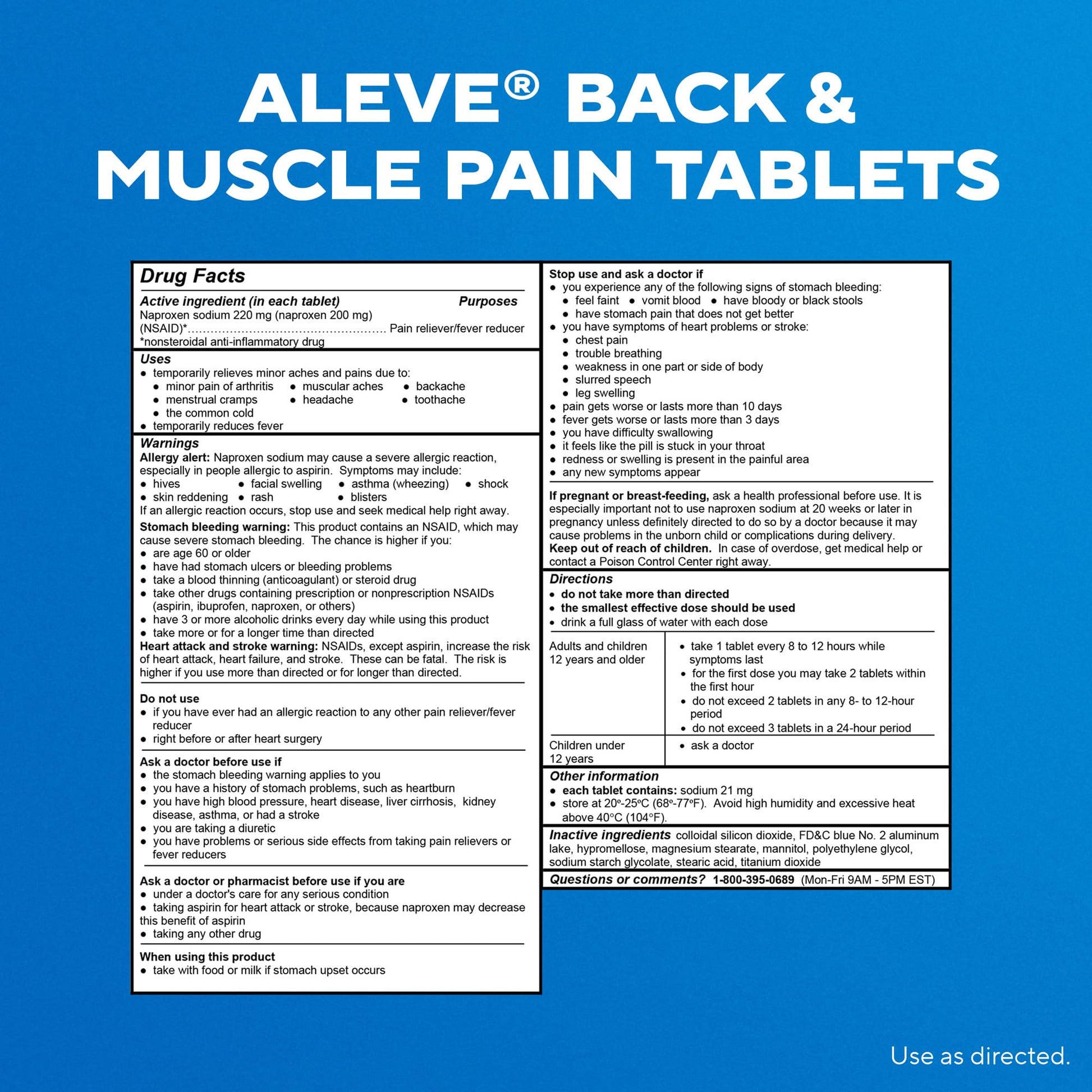 Aleve premium American imported pain relief medicine bottle for adults