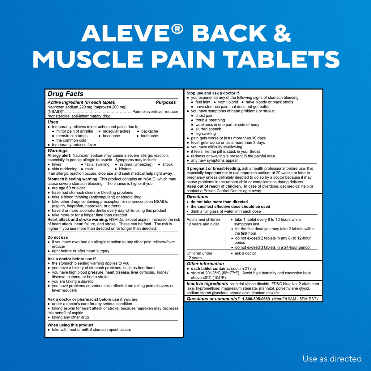 Aleve premium American imported pain relief medicine bottle for adults