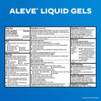 Clear view of the directional usage guide printed on the imported Aleve pain relief bottle label.