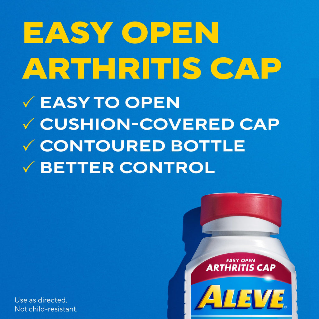 Aleve long lasting minor arthritis pain relief formula 160 count bottle on a clean white background