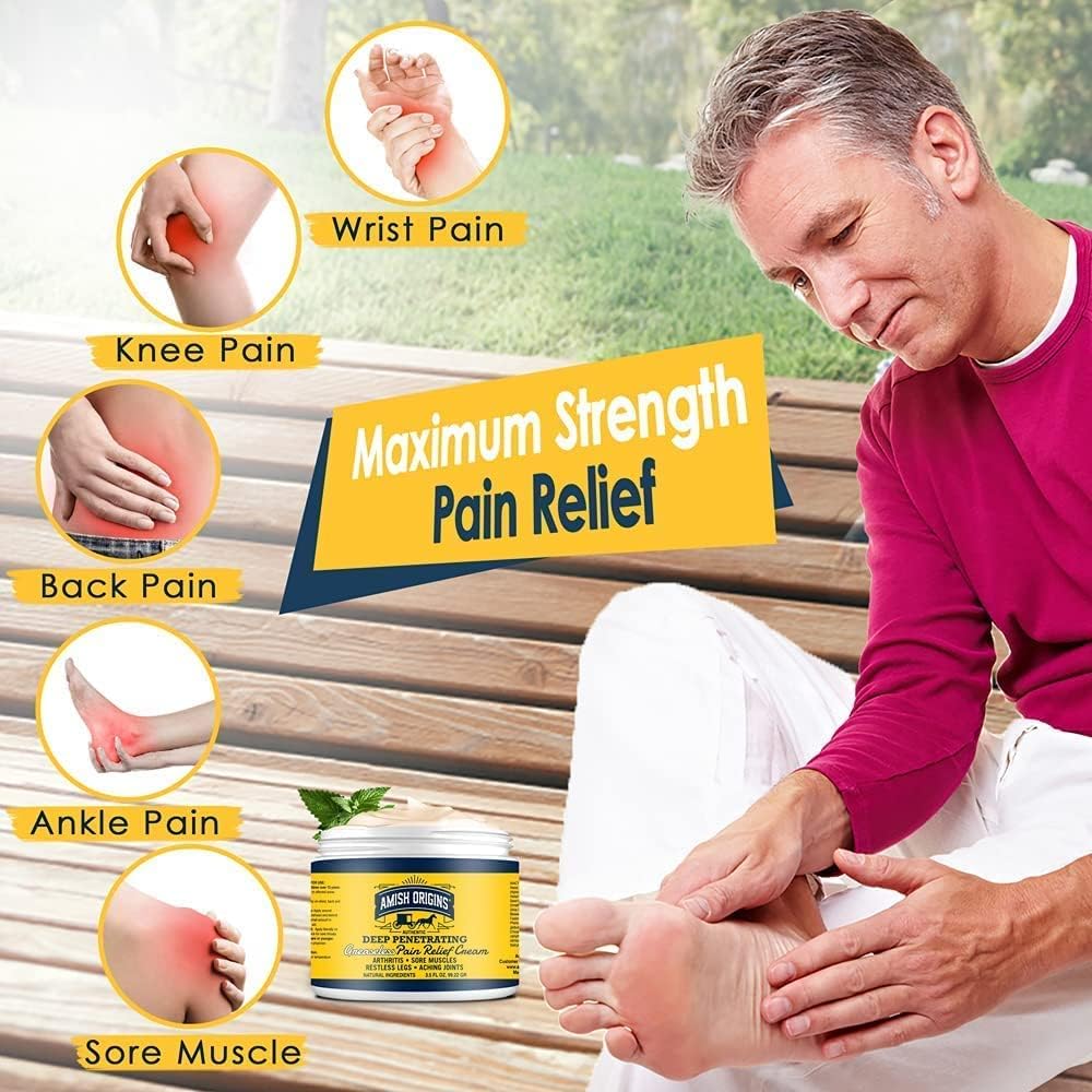 Authentic Amish Origins pain relief ointment for targeted knee and hand discomfort
