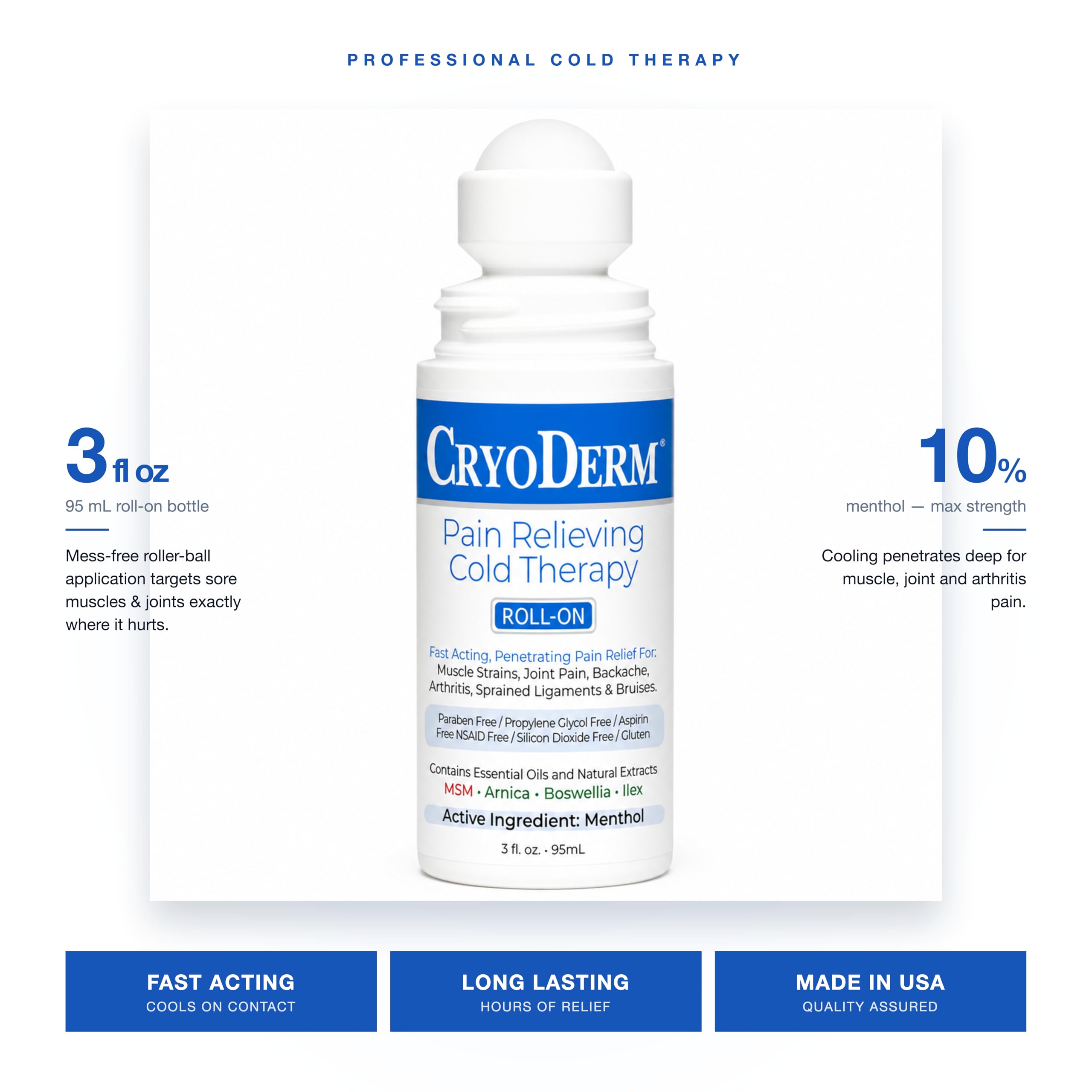 CryoDerm 3 Ounce cooling topical analgesic applicator closeup