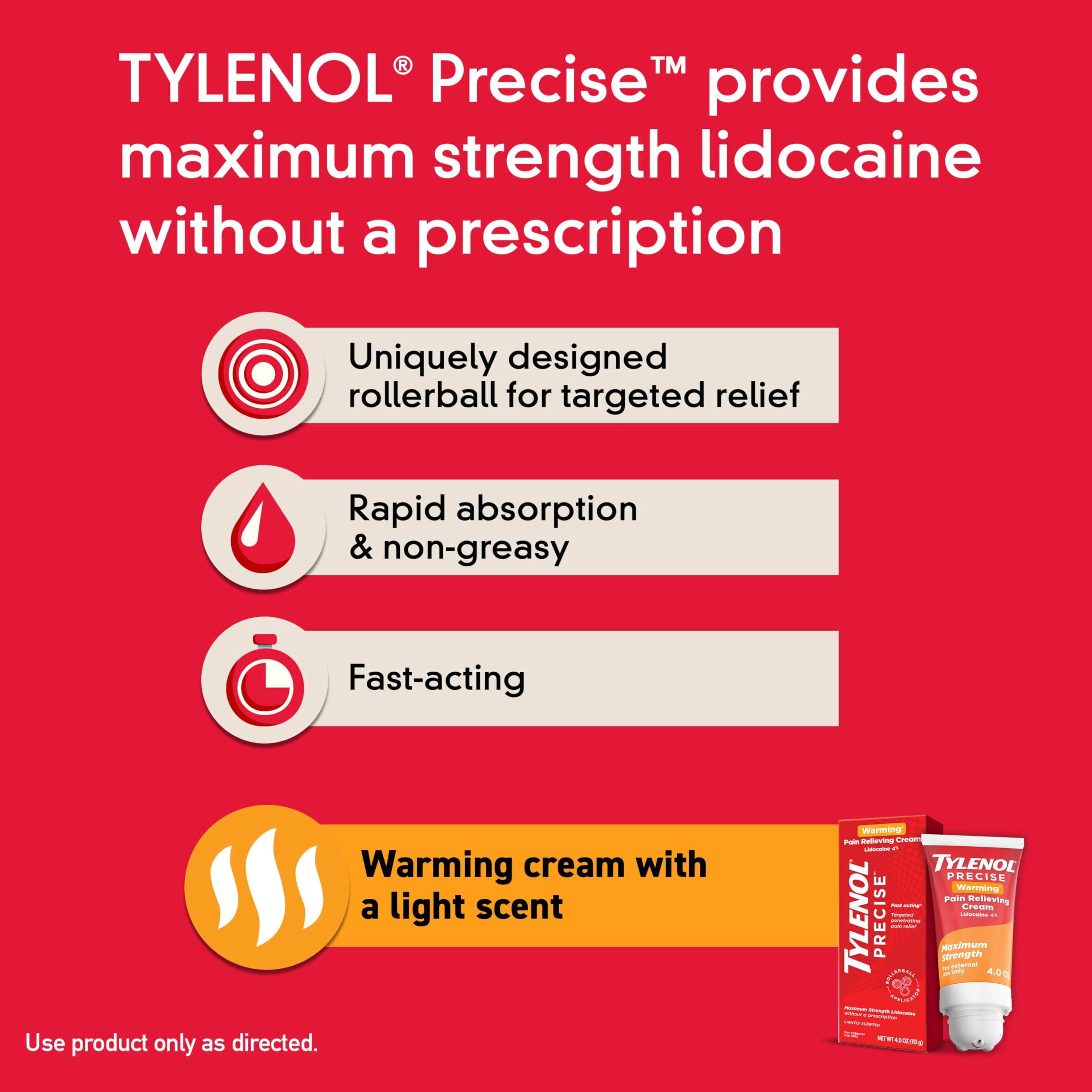 Authentic Tylenol Precise heating formula topical analgesic for muscle soreness