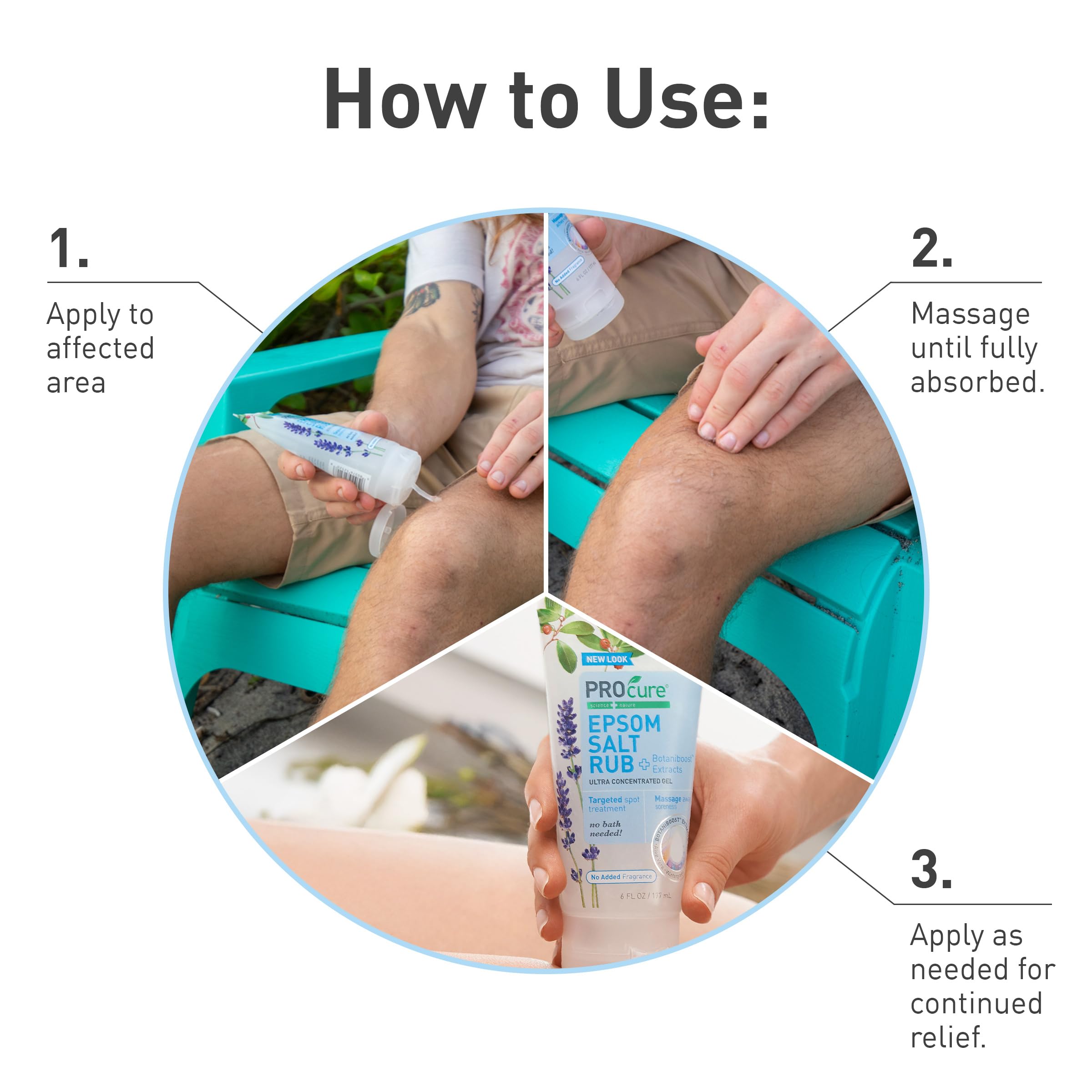 Two tubes of PROcure Epsom salt spot treatment for soreness