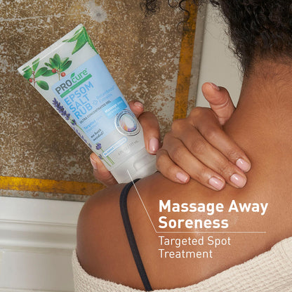 PROcure Epsom salt rub gel packaging highlighting seven times more uses
