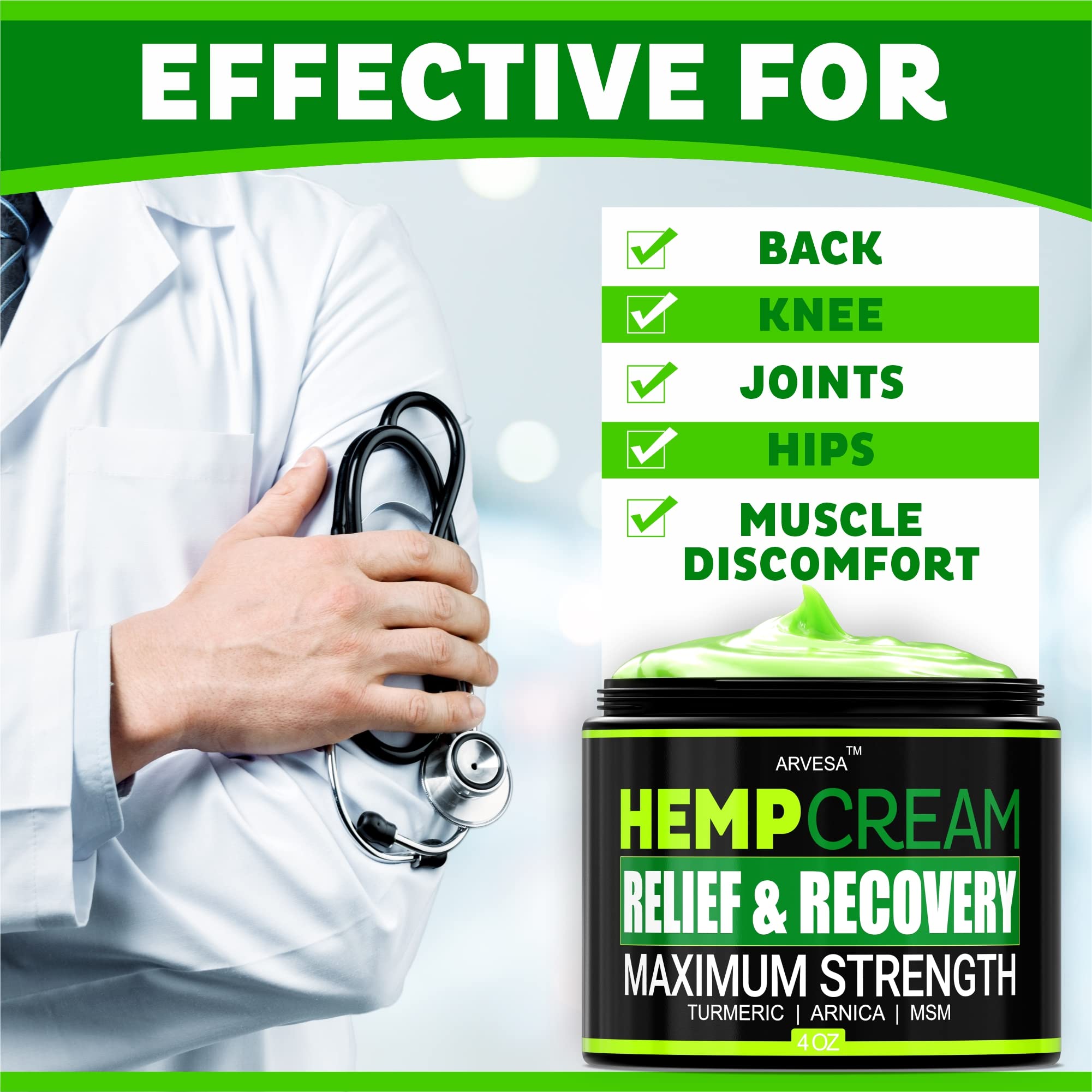 Back view of Arvesa plant based pain relief gel packaging with instructions and details