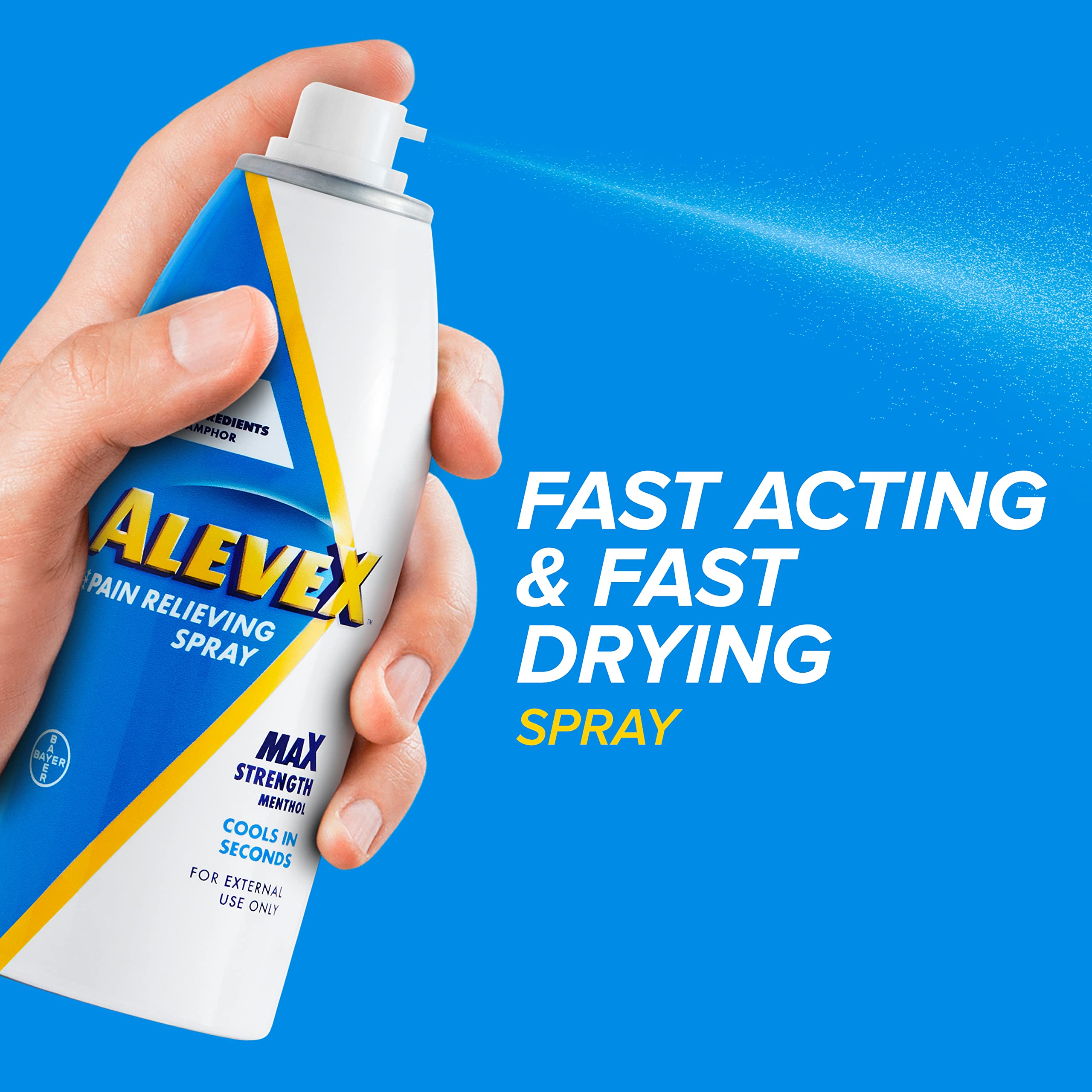 No drip aerosol free pain reliever spray application close up